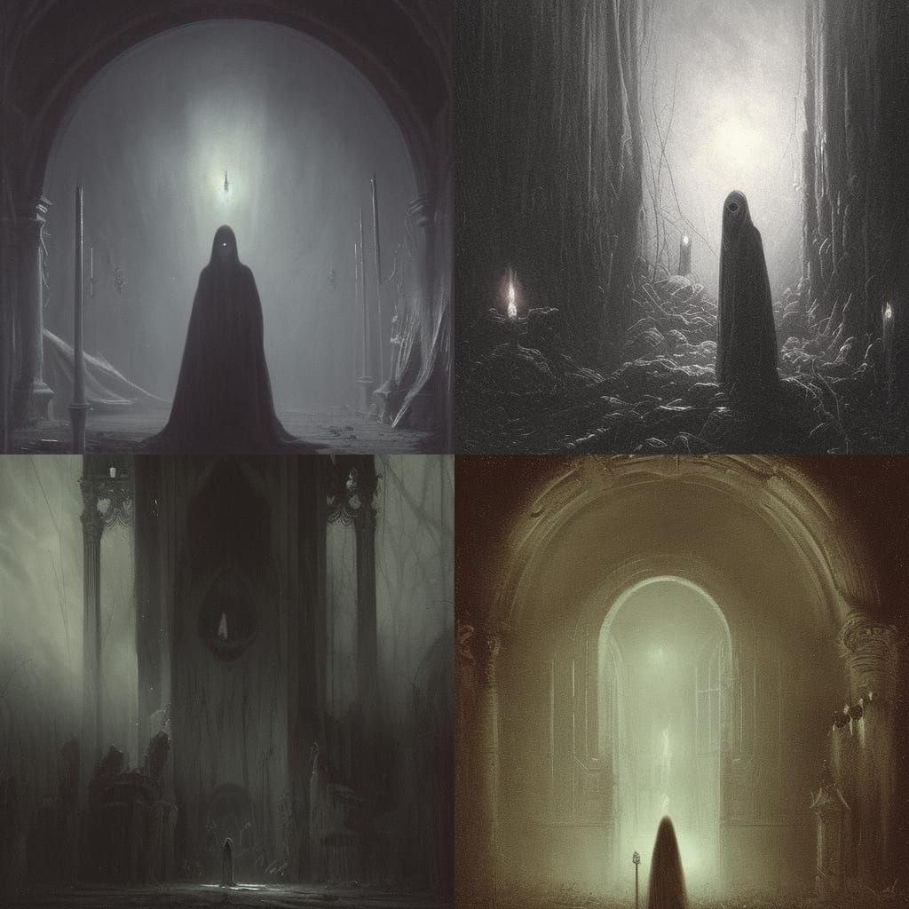 Eerie Demon Shadow Figure in Haunted Landscape