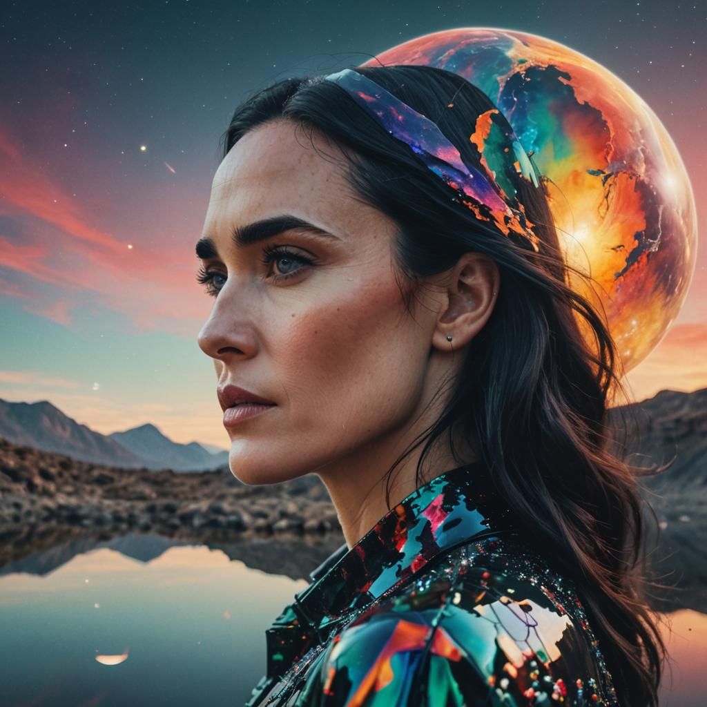 Double Exposure Portrait on Alien Planet