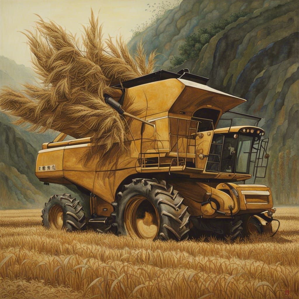 Combine Harvester in Style of Xia Gui