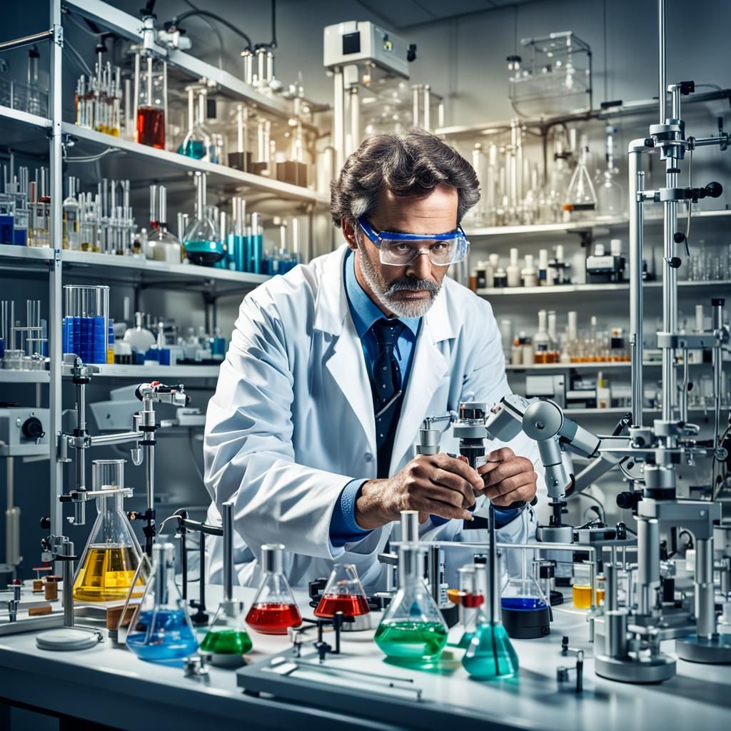 Scientist Conducting Experiment in High-Tech Laboratory