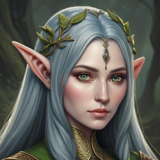 Detailed Close-Up Portrait of an Elven Woman