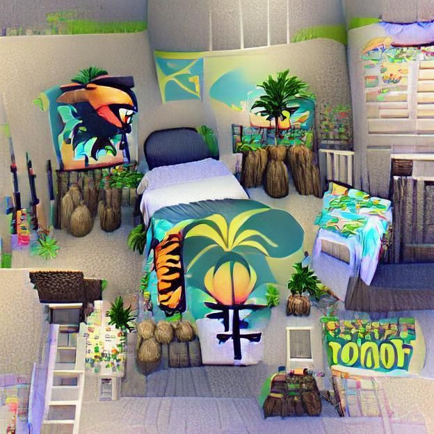 Tropical Island Themed Bedroom Interior Design