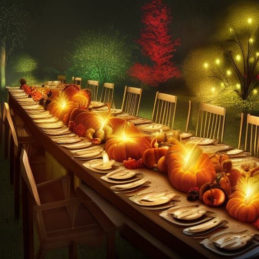 Thanksgiving Garden Feast: Epic Digital Painting