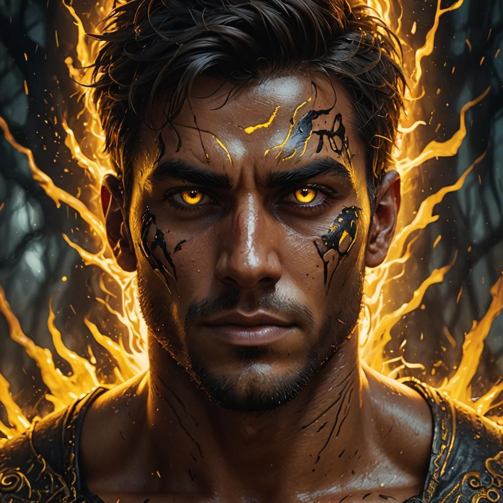 Glowing Eyes Portrait in Dark Fantasy Style