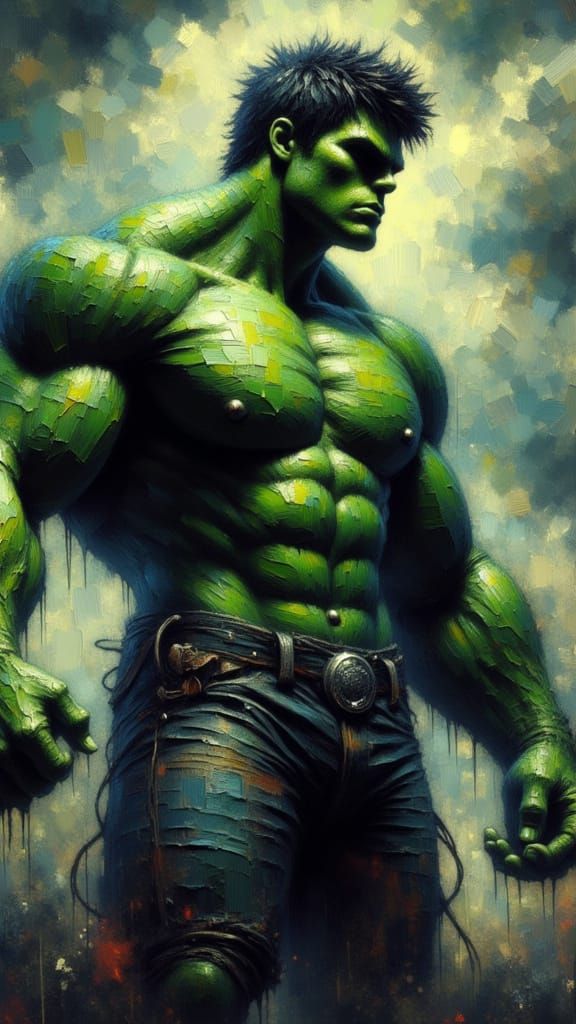 Massive Green Giant in Stormy Sky