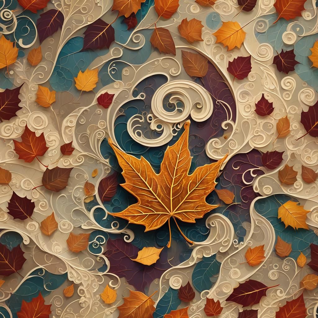 Whimsical Autumn Leaf Dance: Fantasy Concept Art