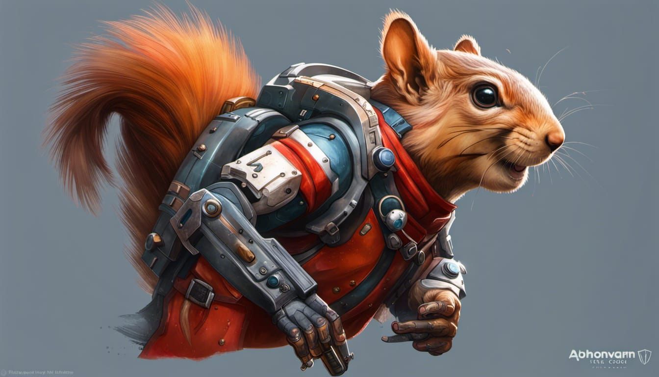 Detailed Squirrel Space Marine Portrait in 8K