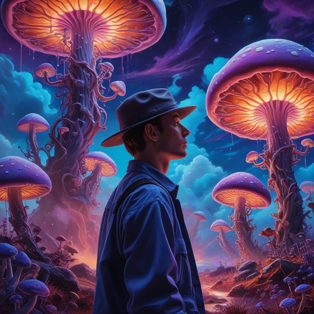 Psychedelic Surrealism: A Vibrant Triadic Color Dreamscape