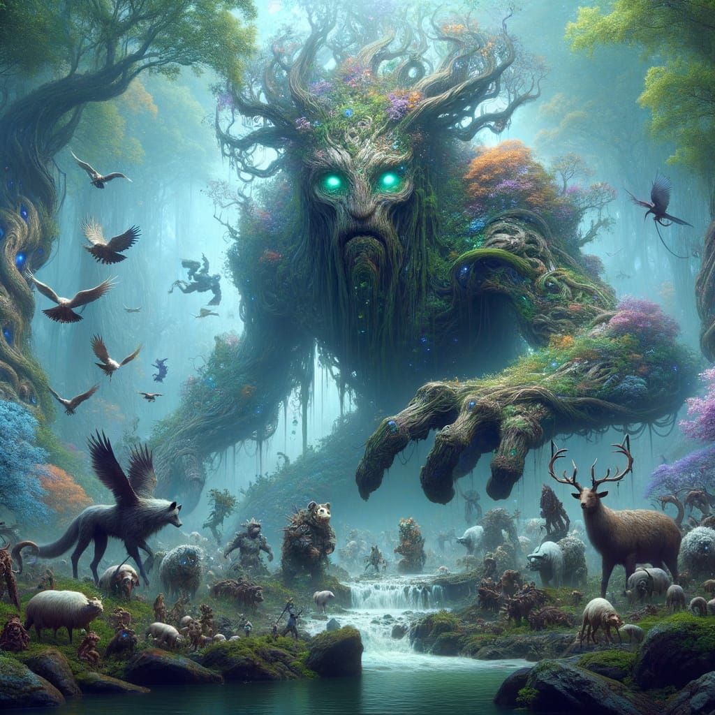 Ethereal Forest Guardian in 8K Matte Painting