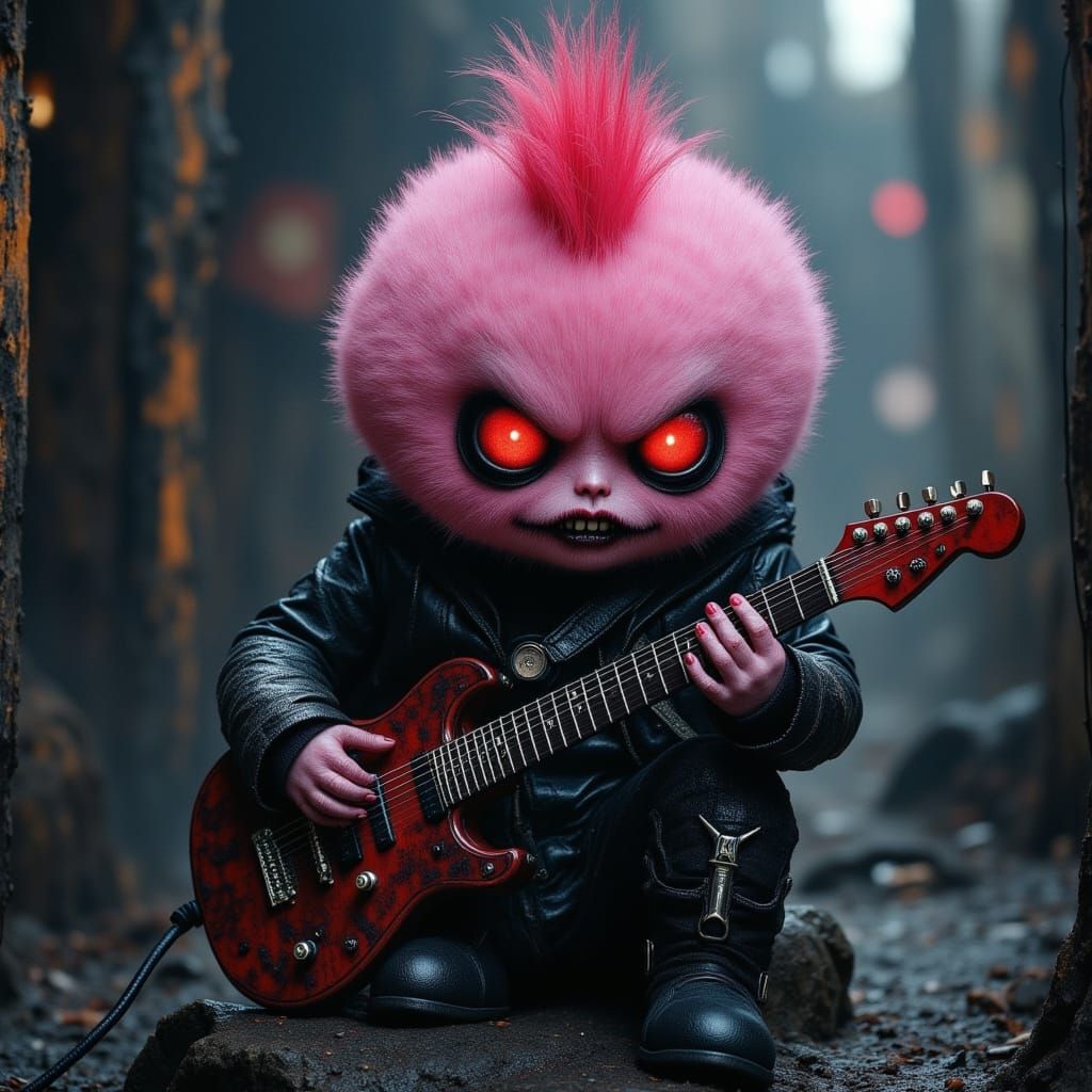Sinister Jigglypuff Shreds Guitar in Dark Portrait