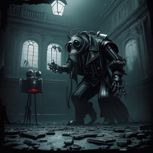 Goth Model as Chrome Beetle in 1920s Setting