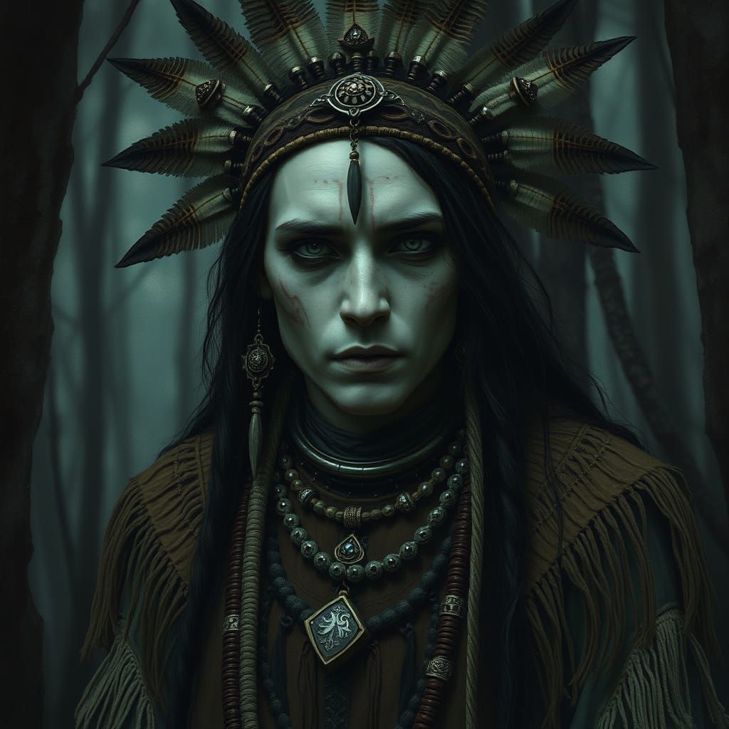 Native American Vampire Shaman in Dark Fantasy Style