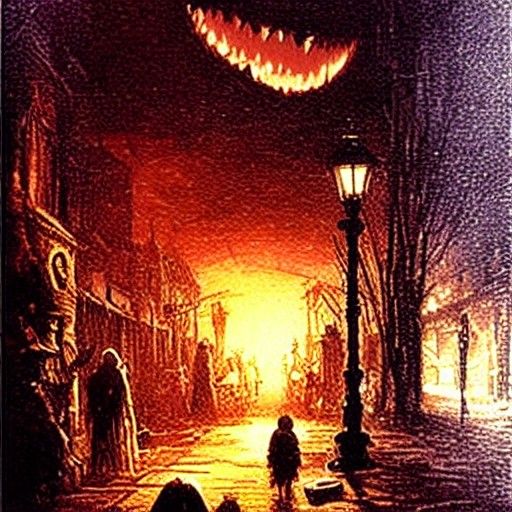 Horror Trick-or-Treat Street in Doré Style