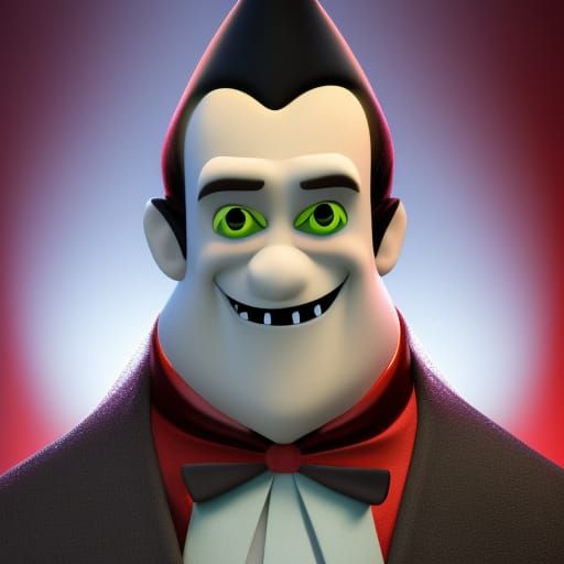 Smiling Dracula: Pixar-Style 3D Digital Art