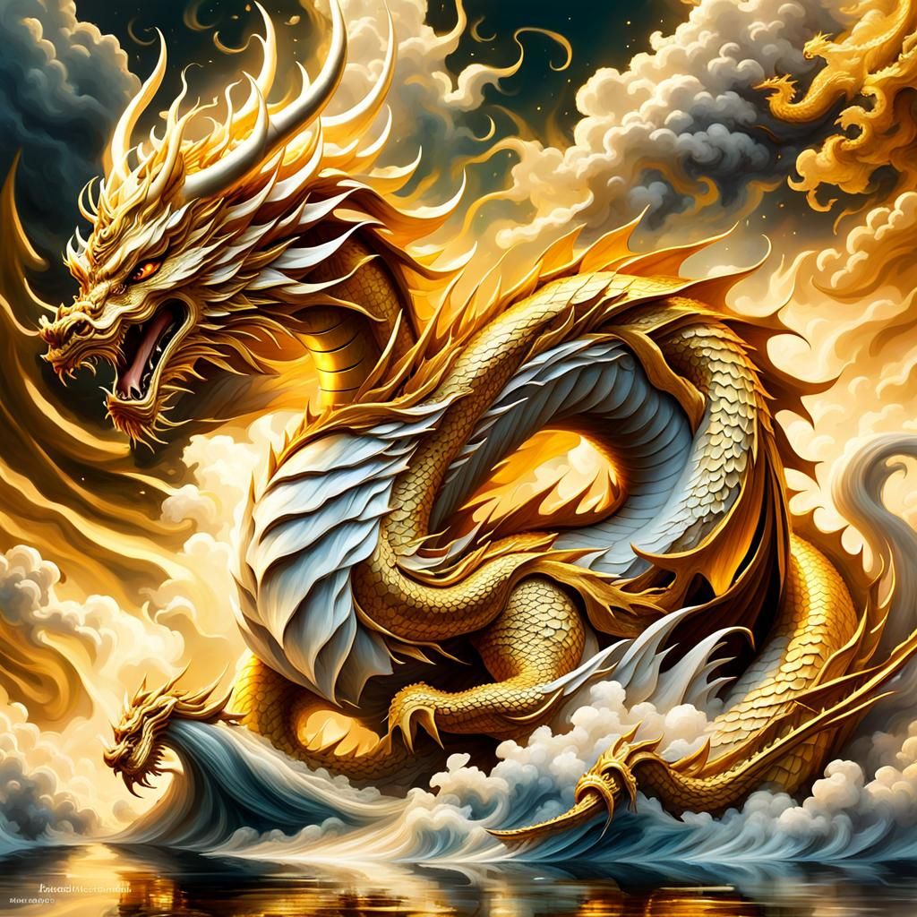 Golden Dragon Emerges from Fantasy Book