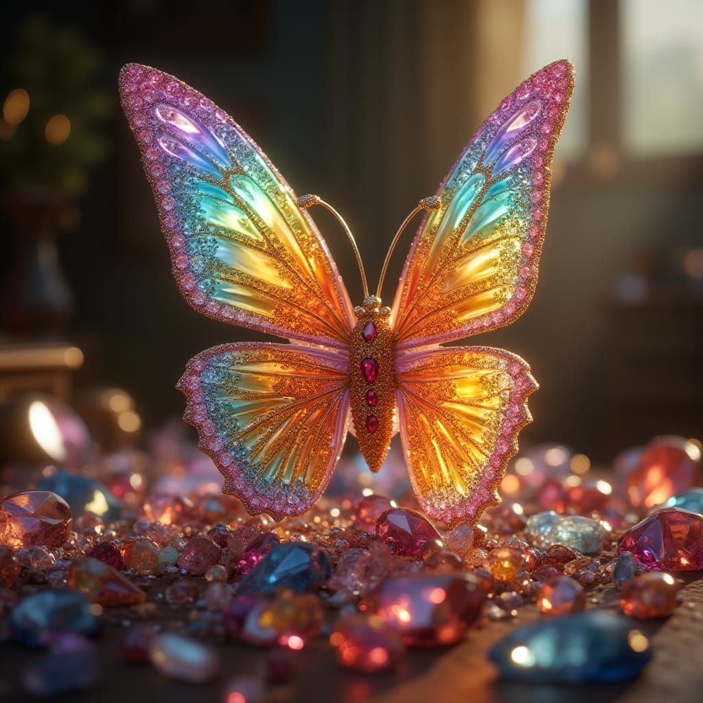 Rainbow Crystal Butterfly in Grand Opulence