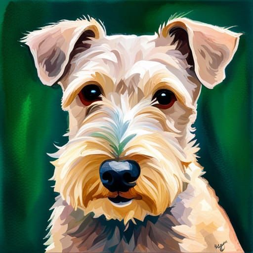 Lakeland Terrier with Mustache in Gouache Watercolor Style