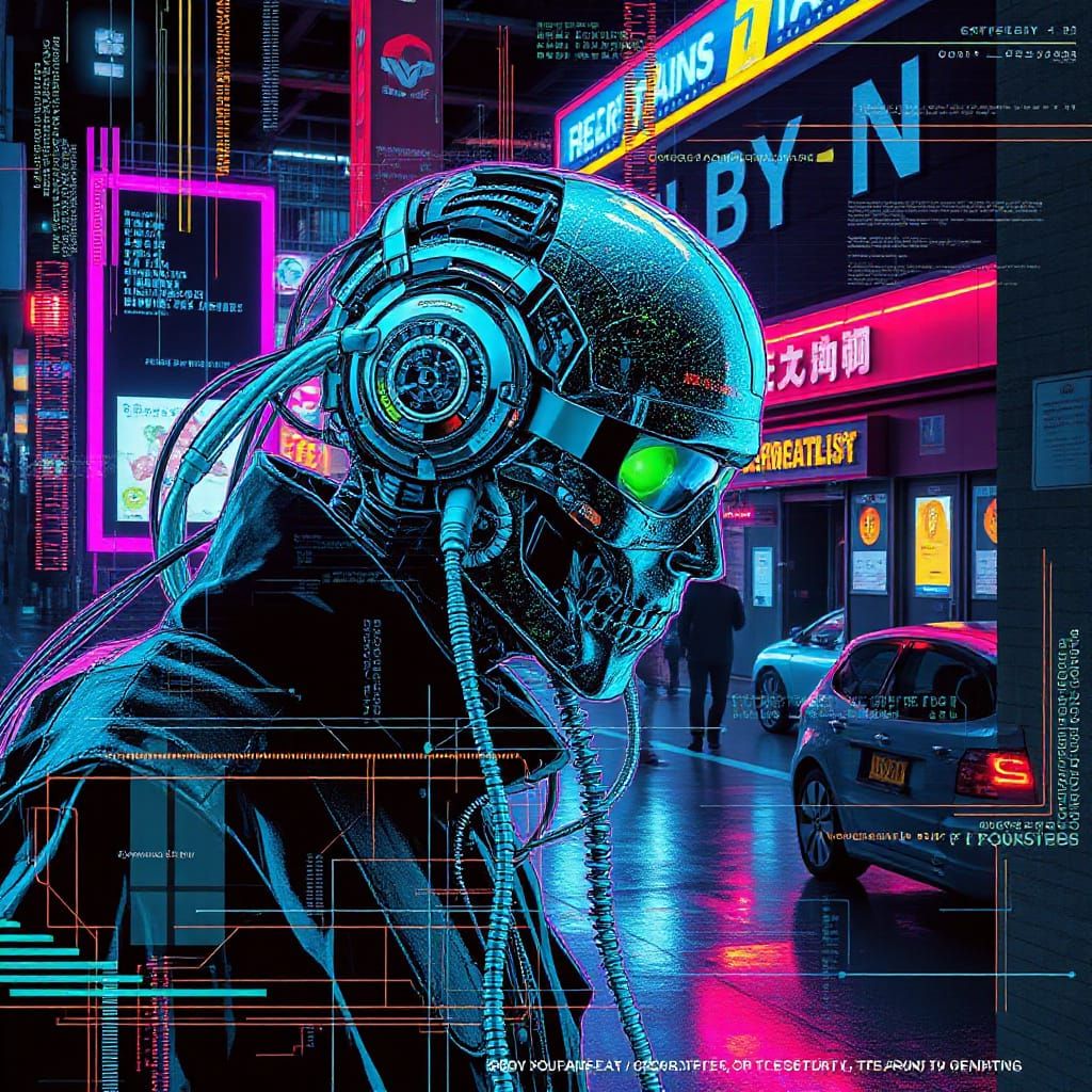 Cyberpunk Glitch in Synthetic System