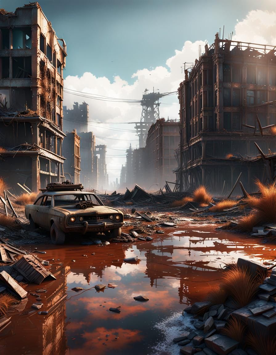 Dramatic Post-Apocalyptic Digital Illustration in 8K