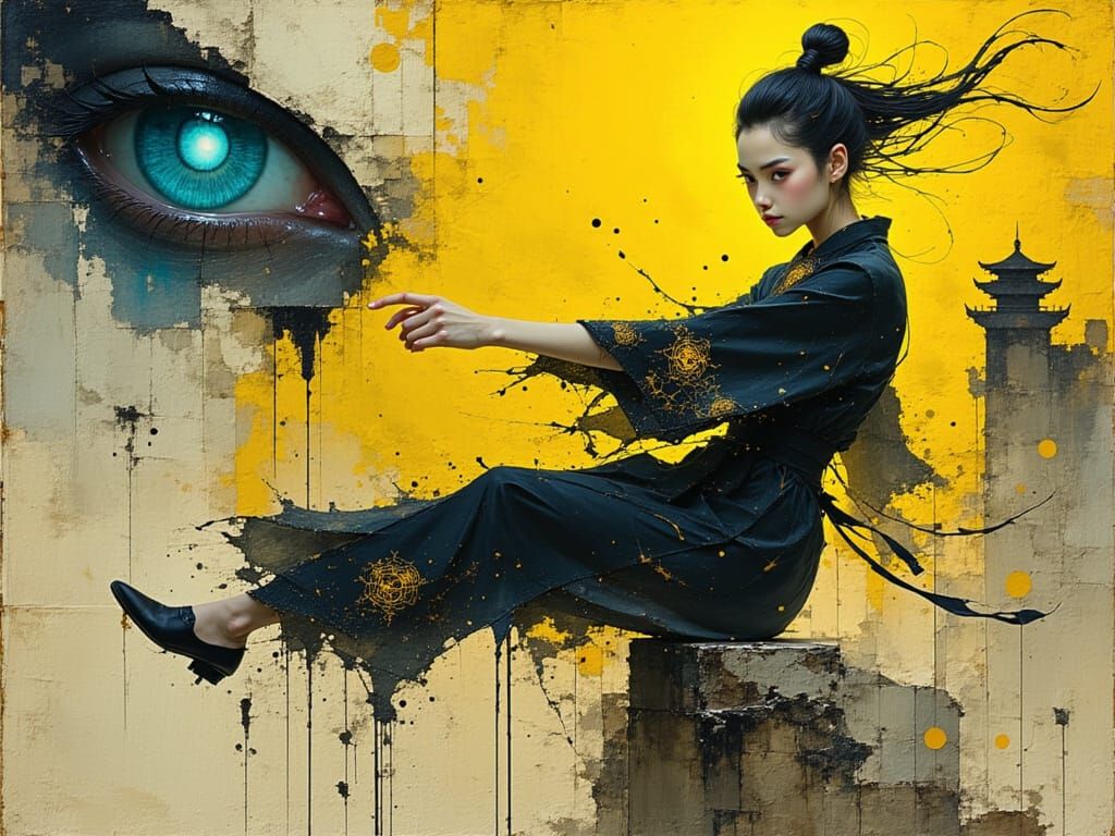 Asian Martial Arts Warrior in Maximalist Hyperrealism