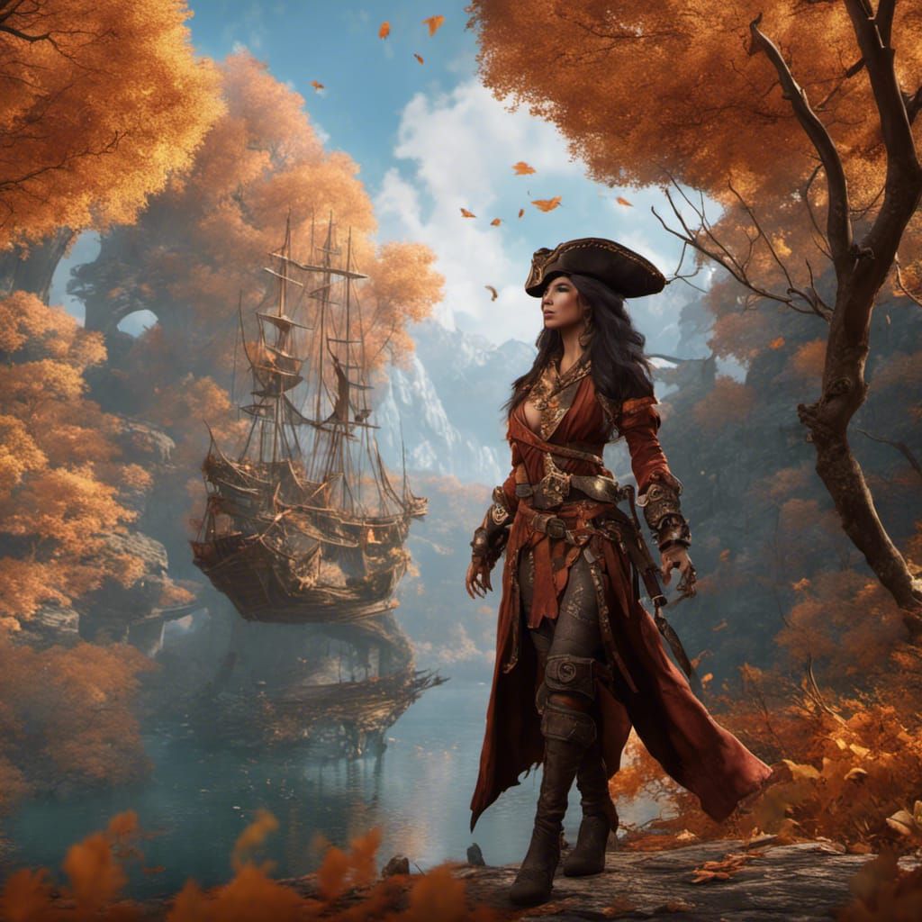Eladrin Female Pirate with Autumnal Theme