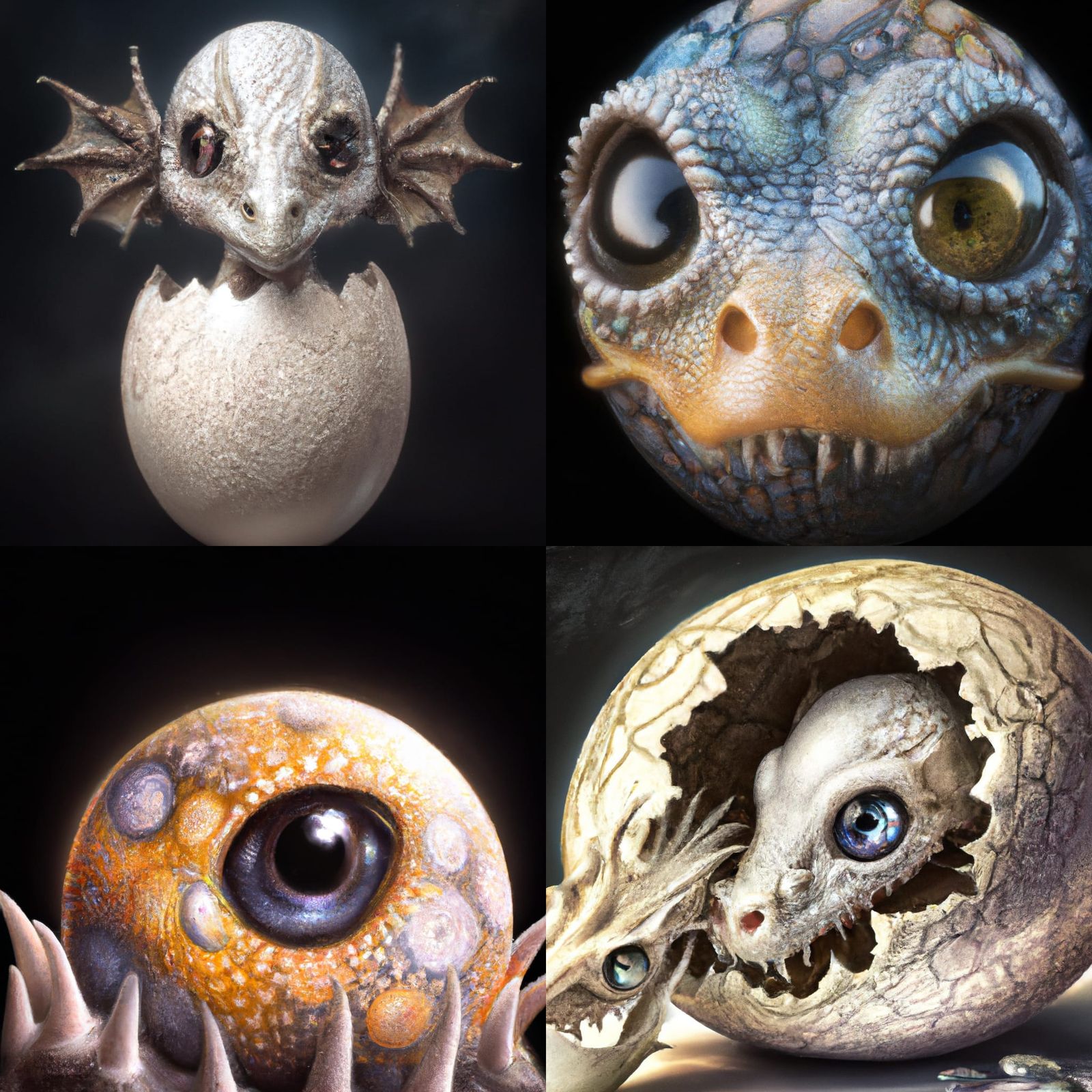 Skeleton Dragon Hatchlings in Cosmic Colors