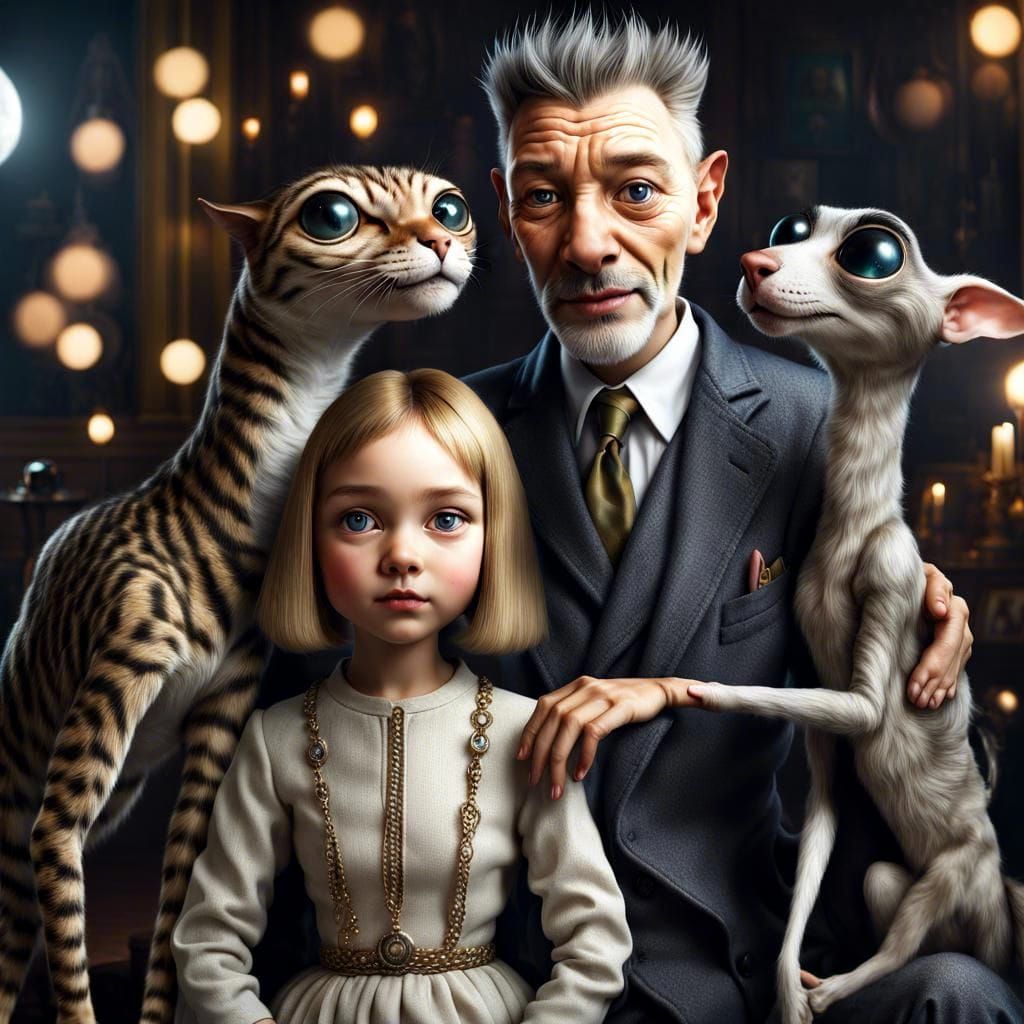 Happy Alien Family Portrait in Photorealistic Style