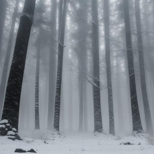 Snowstorm Engulfs a Winter Forest