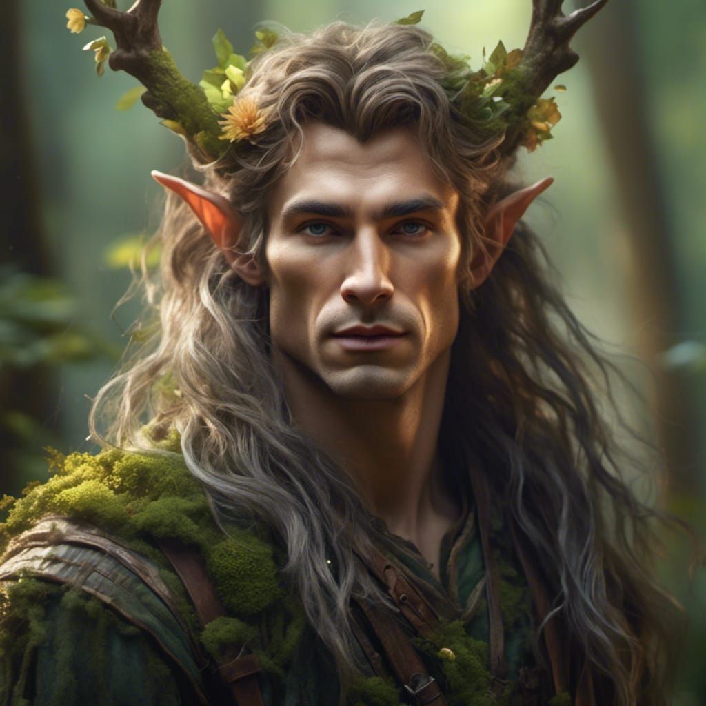 Hyperrealistic Elf Portrait in Spring Woods