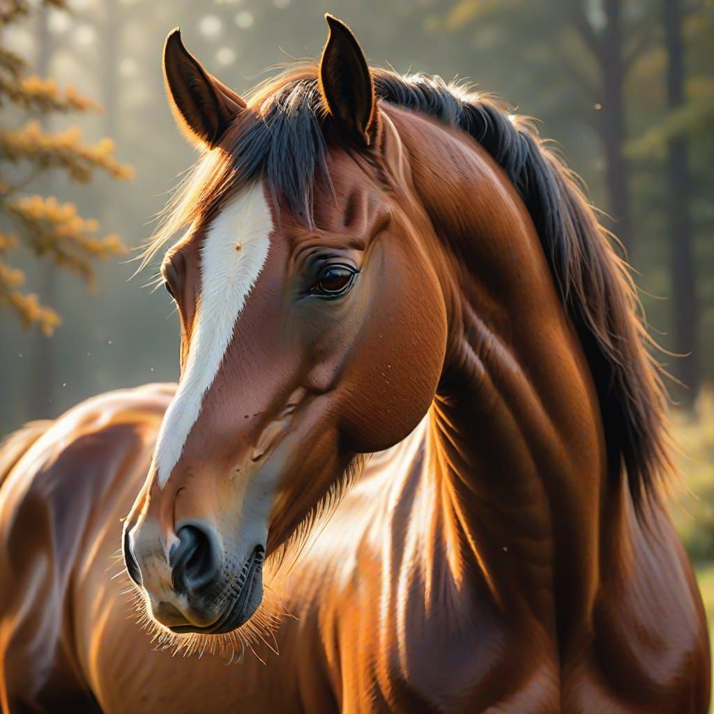 Hyperrealistic Horse Portrait in Oil Painting Style