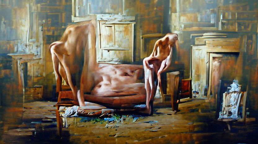 Introspective Oil Painting of Solitude