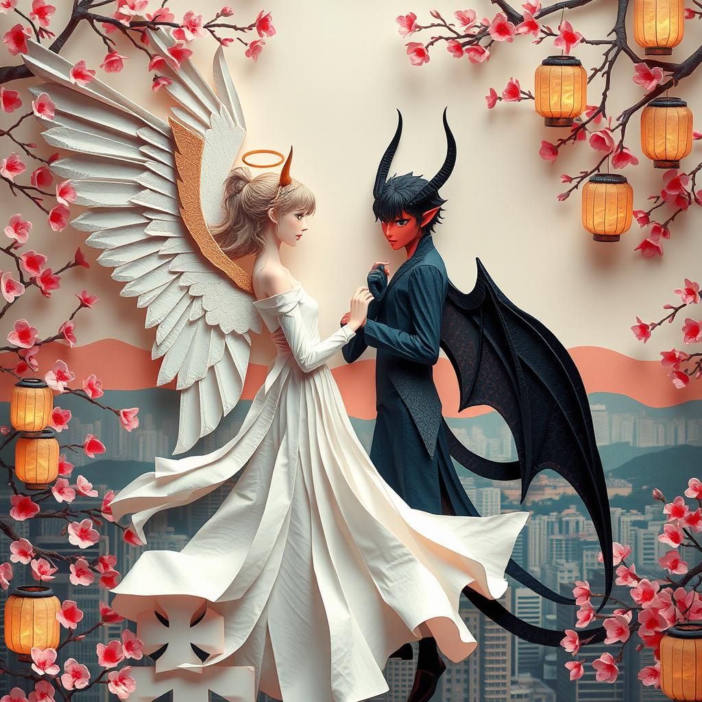 Angel and Devil in Love, Papercraft Style