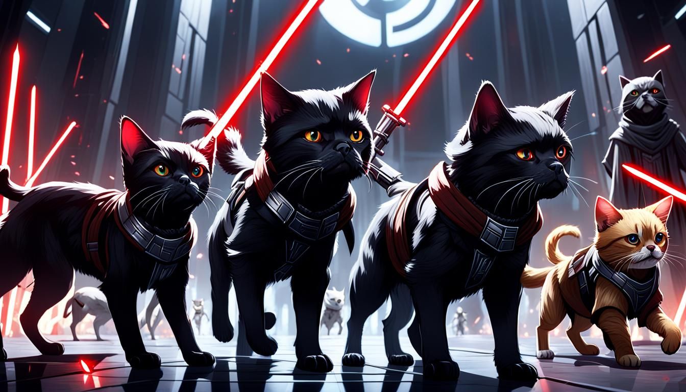 Epic Jedi Cats vs Sith Dogs Anime Battle