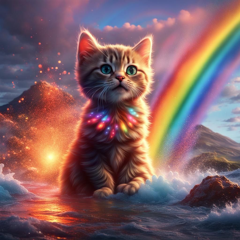 Volcano Eruption of Kittens in Rainbow Glitter