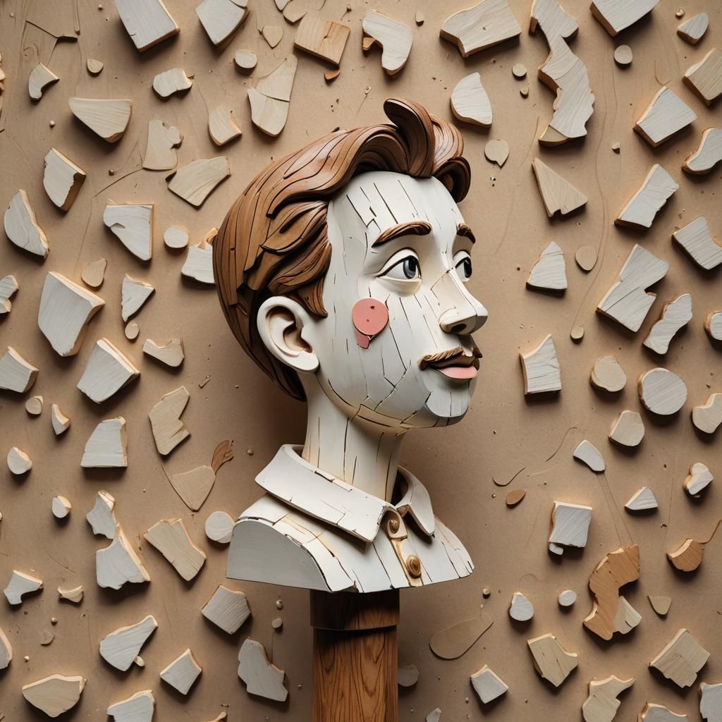 Bookish Mind Sculpture in Hyperrealistic Splash Art