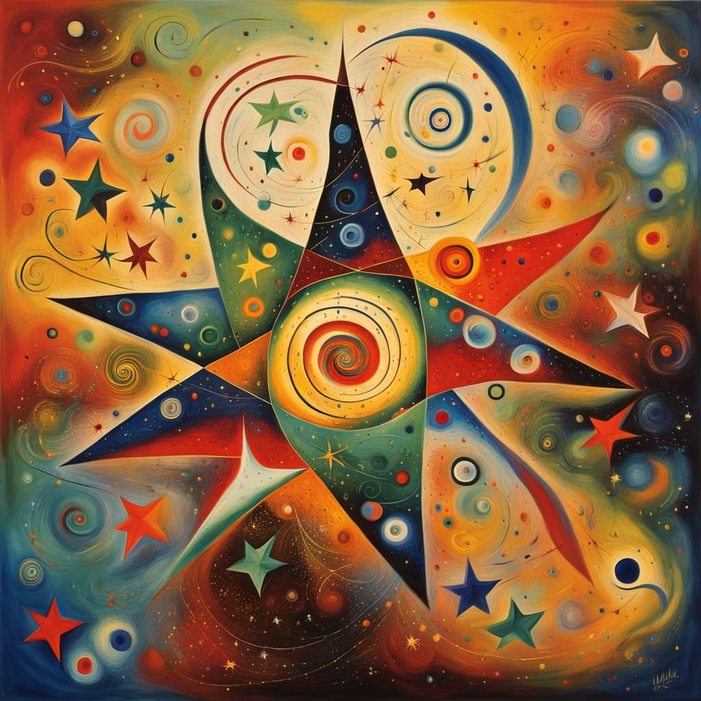 Abstract Maelstrom of Stars in Naive Art Style