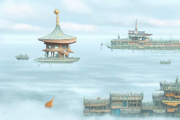 Dreamlike Floating City: Fantasy Concept Art