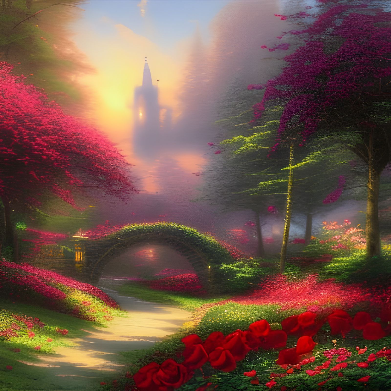 Hyperdetailed Red Roses in Ethereal Fantasy Style