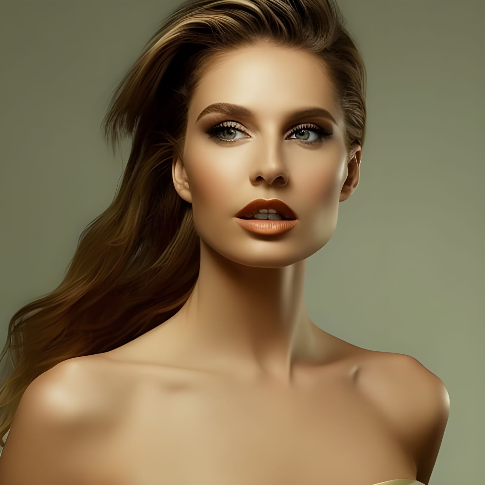 Renaissance Beauty in Golden Light: Hyperrealistic Portrait