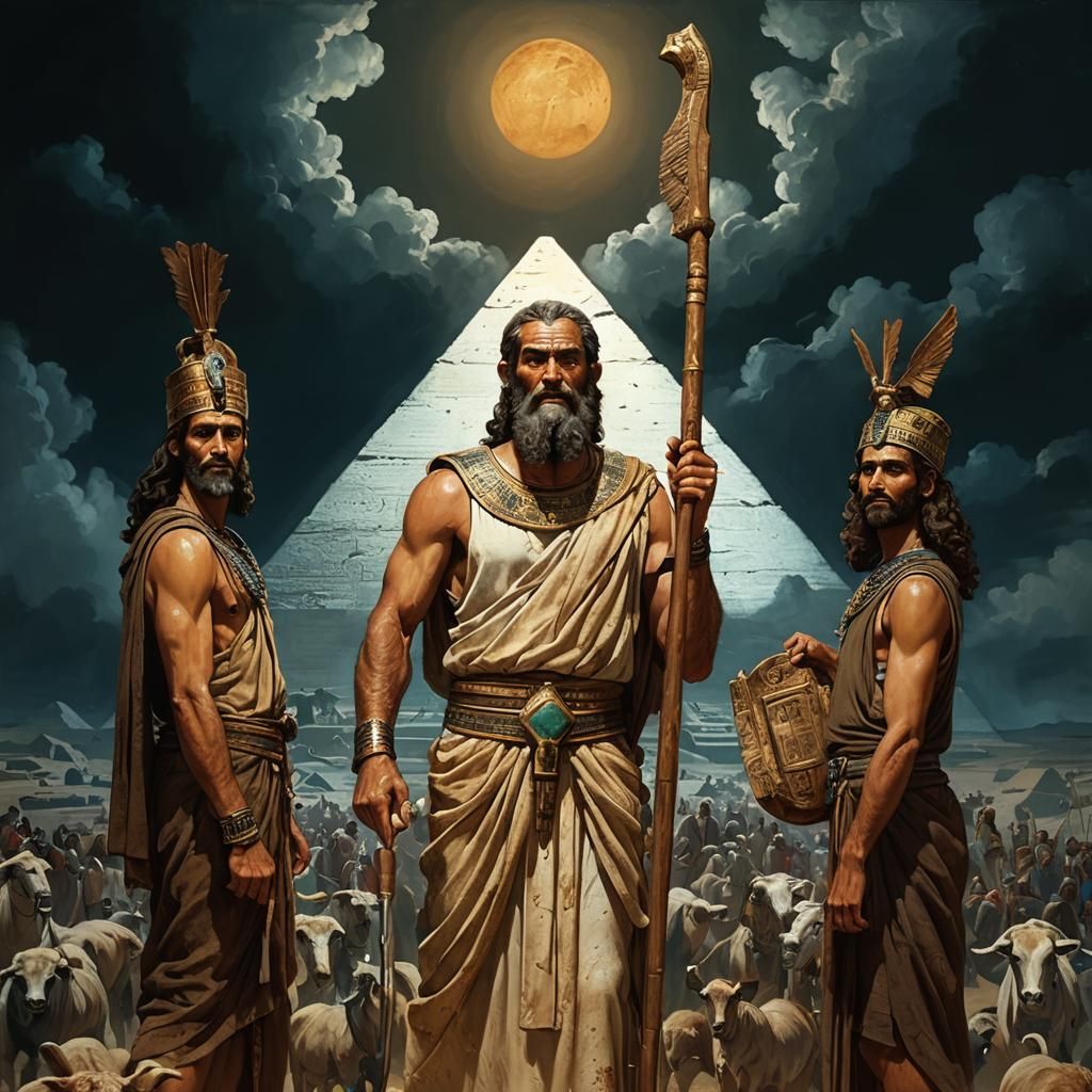 Moses Leads Hebrews from Egypt, Oil Painting