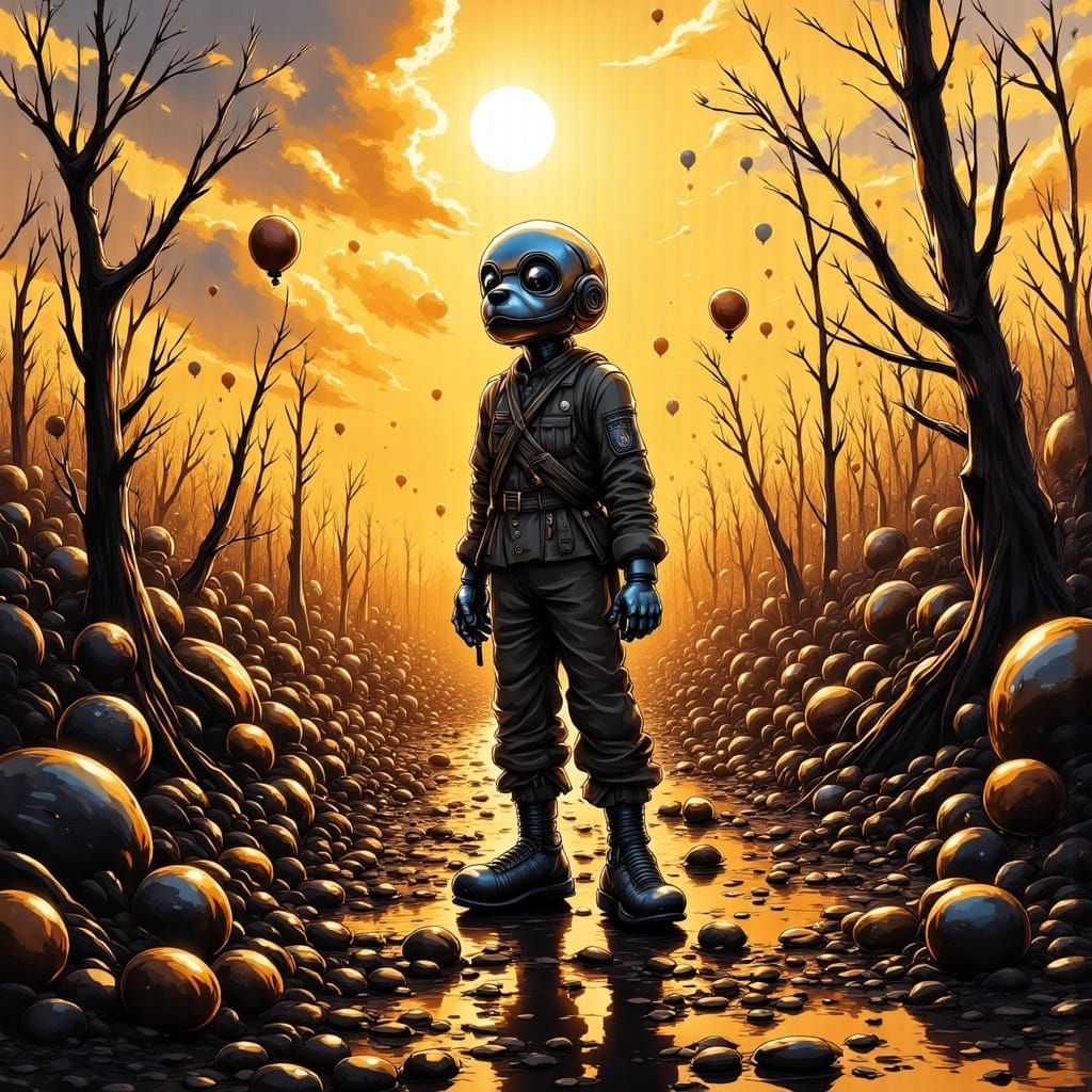 Haunting War Landscape in Gritty Realism Style