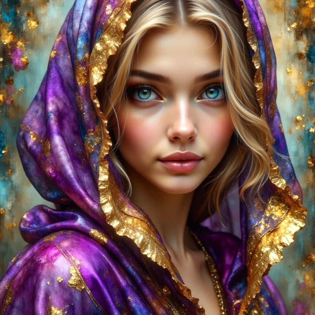 Ethereal Young Woman in Lavender Hues