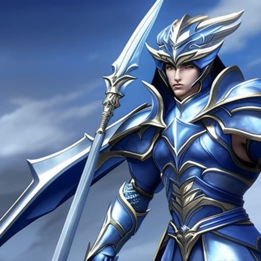 Kain Dragoon with Dragon Helmet, Dark Fantasy Art