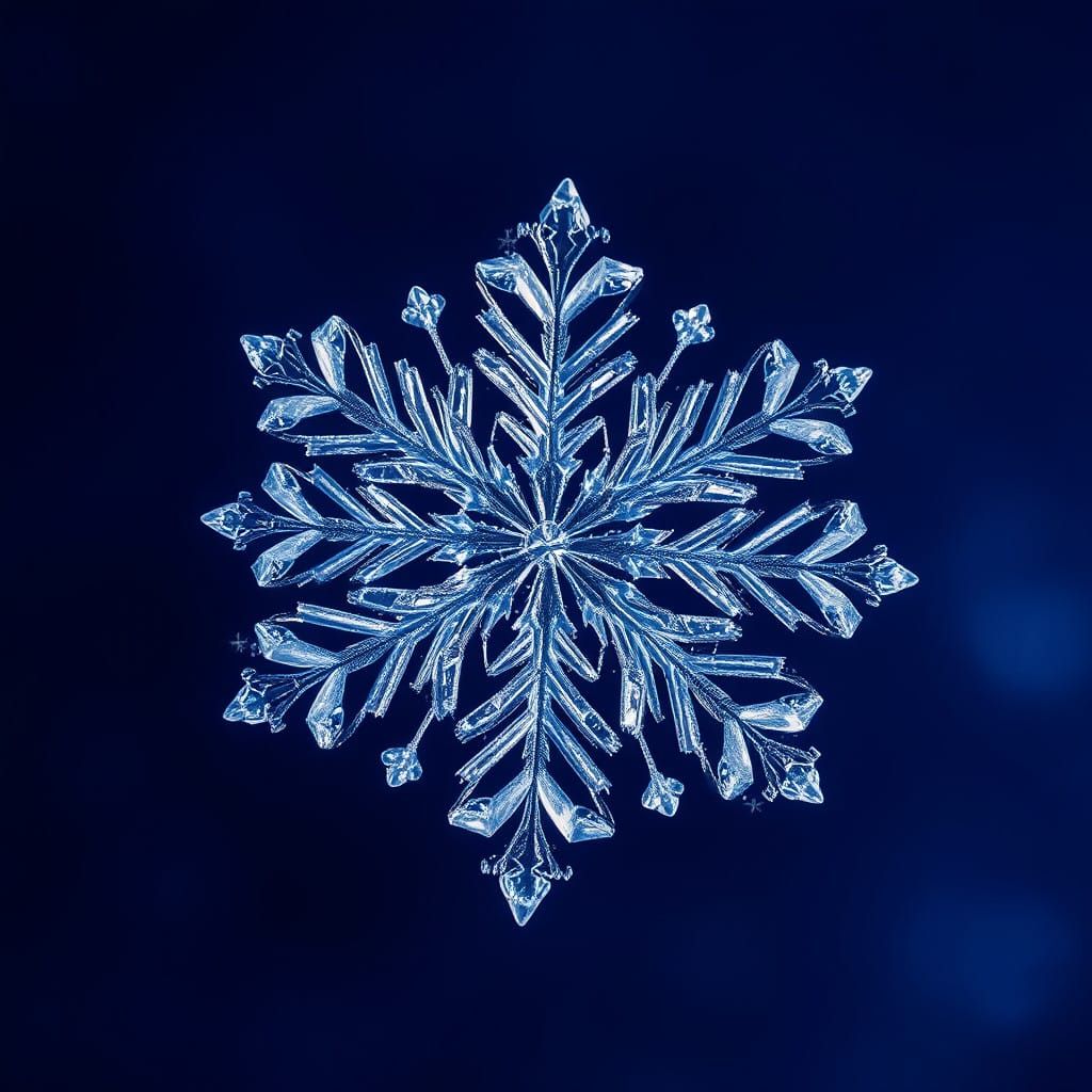 Surreal Snowflake Dances in Ethereal Blue Light