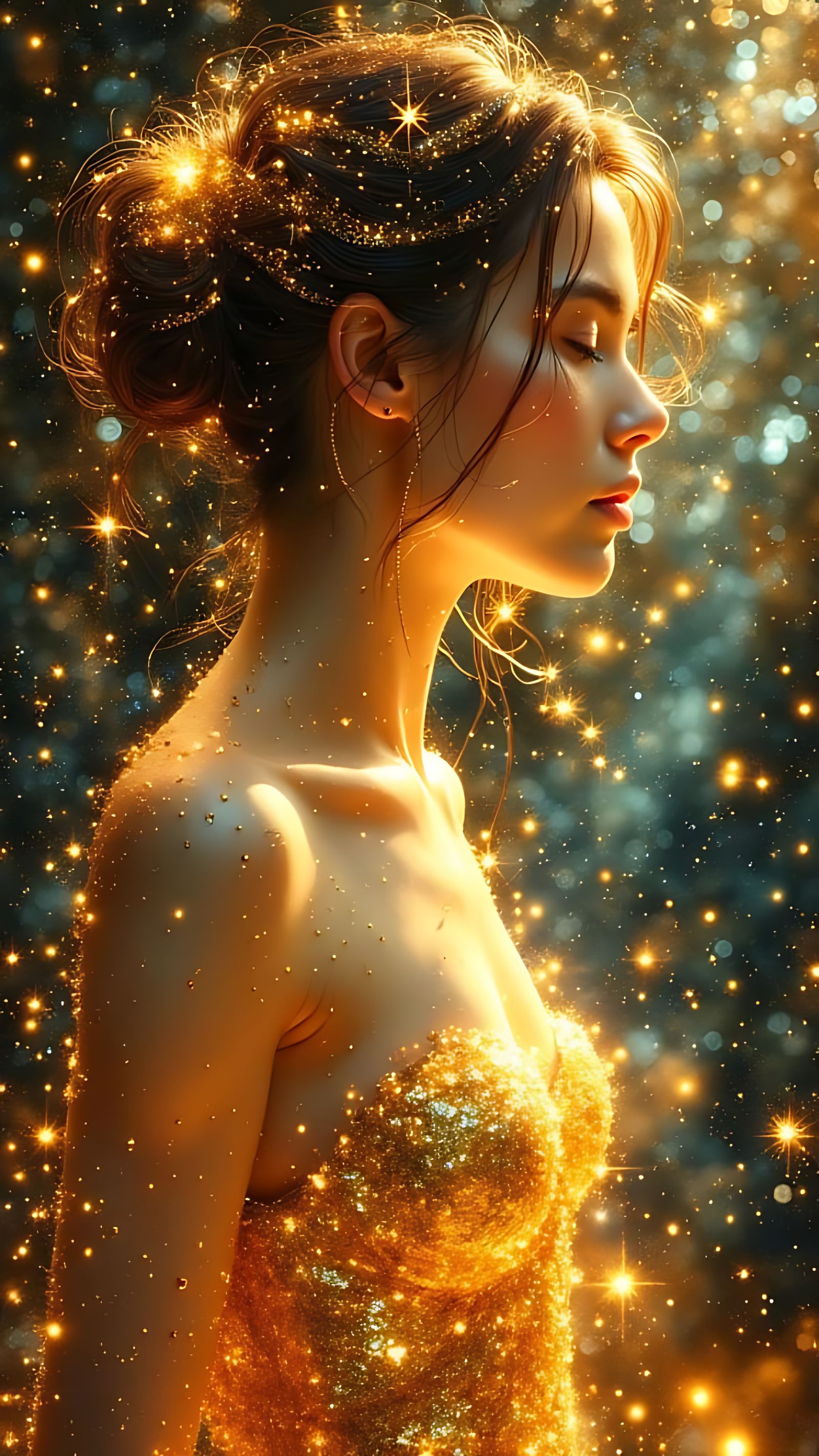 Ethereal Enchantress in Golden Hues
