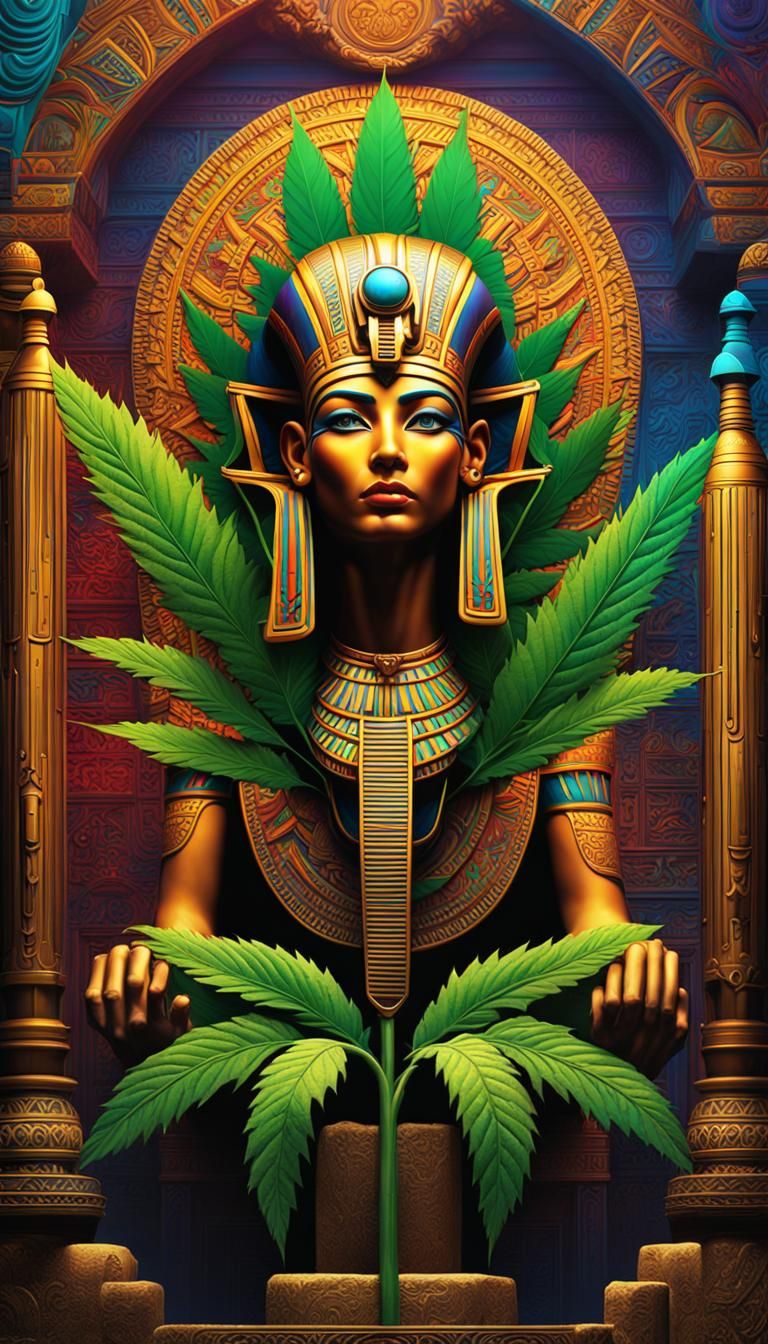 Egyptian Cannabis Graffiti Art in Boris Vallejo Style