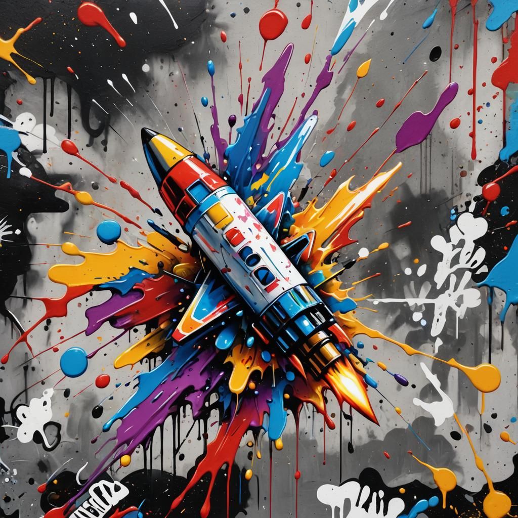 Missile in Graffiti Splash Art Style