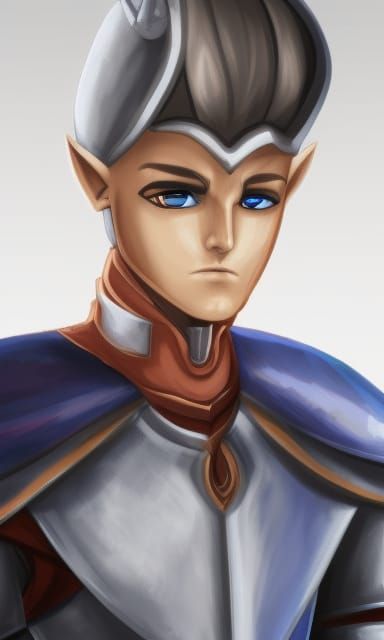 Armored Male Elf Knight Digital Rendering