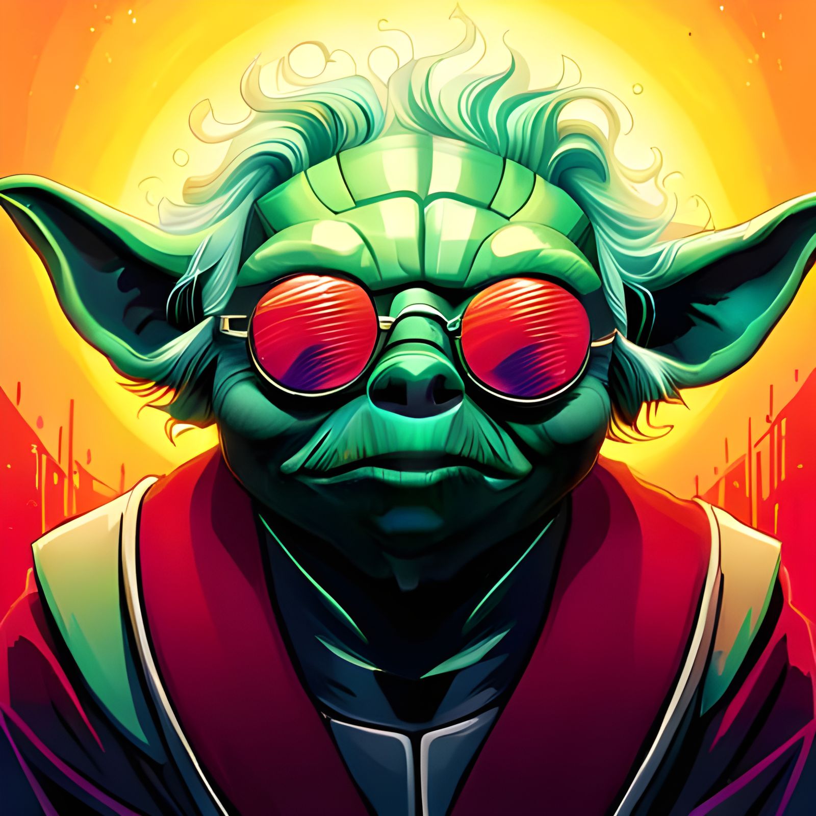 Yoda Portrait with Bandana in Artstation Style