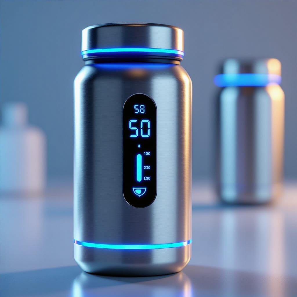 Sleek Futuristic Water Bottle with LED Accents